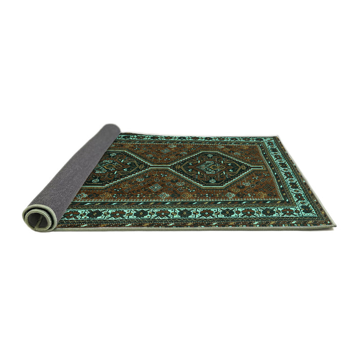 Sideview of Persian Turquoise Traditional Rug, tr901turq