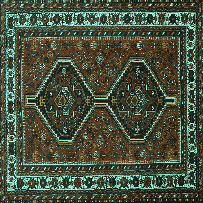 Square Machine Washable Persian Turquoise Traditional Area Rugs, wshtr901turq
