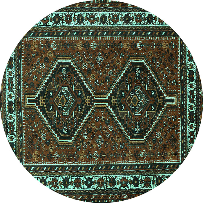 Round Machine Washable Persian Turquoise Traditional Area Rugs, wshtr901turq