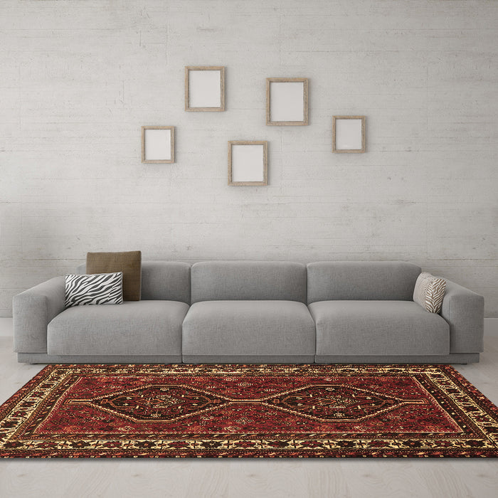 Machine Washable Persian Brown Traditional Rug in a Living Room,, wshtr901brn