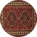 Round Persian Brown Traditional Rug, tr901brn