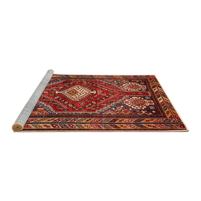 Sideview of Machine Washable Traditional Tomato Red Rug, wshtr902