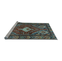 Sideview of Machine Washable Persian Light Blue Traditional Rug, wshtr902lblu