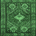 Square Machine Washable Persian Emerald Green Traditional Area Rugs, wshtr902emgrn