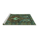 Sideview of Machine Washable Persian Turquoise Traditional Area Rugs, wshtr902turq