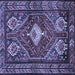 Square Machine Washable Persian Blue Traditional Rug, wshtr902blu