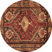 Round Persian Brown Traditional Rug, tr902brn
