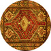 Round Persian Yellow Traditional Rug, tr902yw