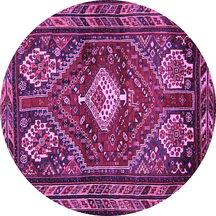 Round Machine Washable Persian Purple Traditional Area Rugs, wshtr902pur