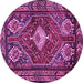 Round Machine Washable Persian Purple Traditional Area Rugs, wshtr902pur