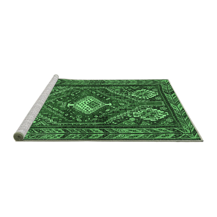 Sideview of Machine Washable Persian Emerald Green Traditional Area Rugs, wshtr902emgrn