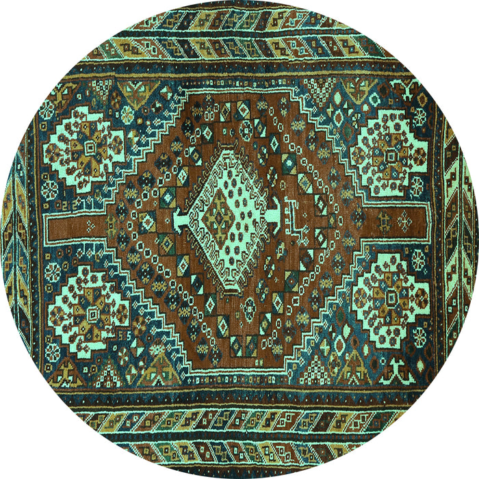 Round Machine Washable Persian Turquoise Traditional Area Rugs, wshtr902turq