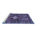 Sideview of Machine Washable Persian Blue Traditional Rug, wshtr902blu