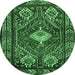 Round Persian Emerald Green Traditional Rug, tr902emgrn