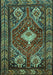 Machine Washable Persian Turquoise Traditional Area Rugs, wshtr902turq