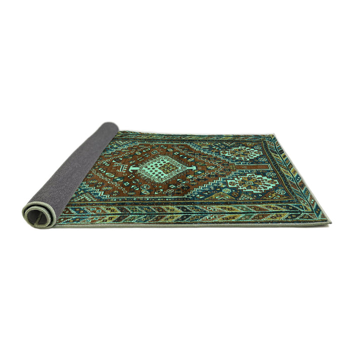 Sideview of Persian Turquoise Traditional Rug, tr902turq