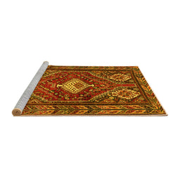 Sideview of Machine Washable Persian Yellow Traditional Rug, wshtr902yw