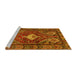 Sideview of Machine Washable Persian Yellow Traditional Rug, wshtr902yw