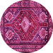 Round Machine Washable Persian Pink Traditional Rug, wshtr902pnk