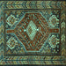 Square Persian Turquoise Traditional Rug, tr902turq