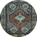 Round Machine Washable Persian Light Blue Traditional Rug, wshtr902lblu