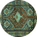 Round Persian Turquoise Traditional Rug, tr902turq