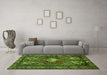 Machine Washable Persian Green Traditional Area Rugs in a Living Room,, wshtr902grn