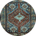 Round Persian Light Blue Traditional Rug, tr902lblu