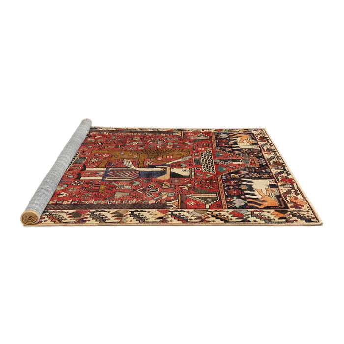 Sideview of Machine Washable Traditional Saffron Red Rug, wshtr903