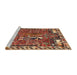 Sideview of Machine Washable Traditional Saffron Red Rug, wshtr903