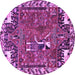 Round Machine Washable Animal Purple Traditional Area Rugs, wshtr903pur