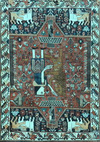 Animal Light Blue Traditional Rug, tr903lblu