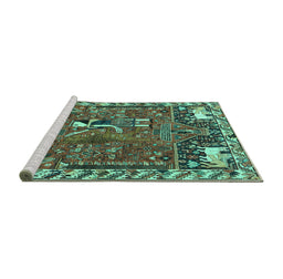 Sideview of Machine Washable Animal Turquoise Traditional Area Rugs, wshtr903turq