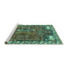 Sideview of Machine Washable Animal Turquoise Traditional Area Rugs, wshtr903turq