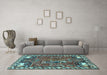 Machine Washable Animal Light Blue Traditional Rug in a Living Room, wshtr903lblu