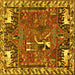 Square Machine Washable Animal Yellow Traditional Rug, wshtr903yw