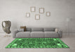 Machine Washable Animal Emerald Green Traditional Area Rugs in a Living Room,, wshtr903emgrn