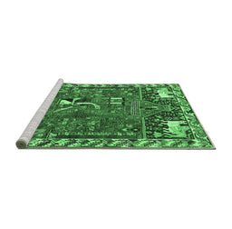 Sideview of Machine Washable Animal Emerald Green Traditional Area Rugs, wshtr903emgrn