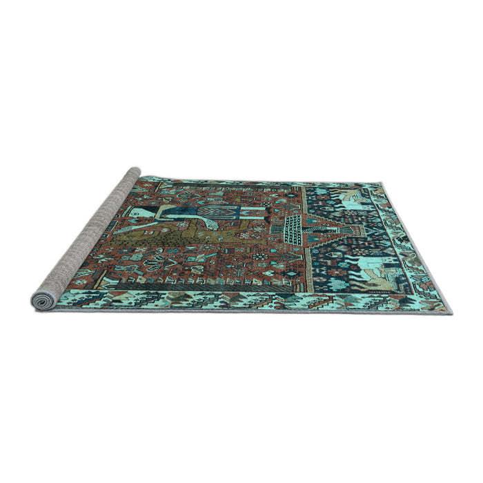 Sideview of Machine Washable Animal Light Blue Traditional Rug, wshtr903lblu