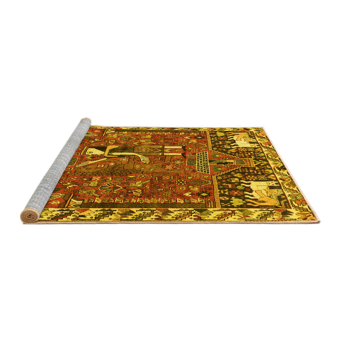 Sideview of Machine Washable Animal Yellow Traditional Rug, wshtr903yw