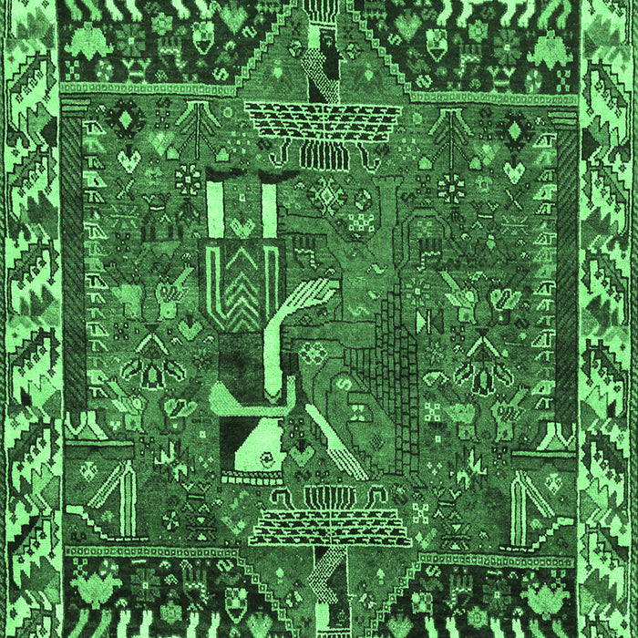 Machine Washable Animal Emerald Green Traditional Area Rugs, wshtr903emgrn