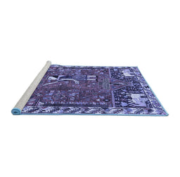 Sideview of Machine Washable Animal Blue Traditional Rug, wshtr903blu