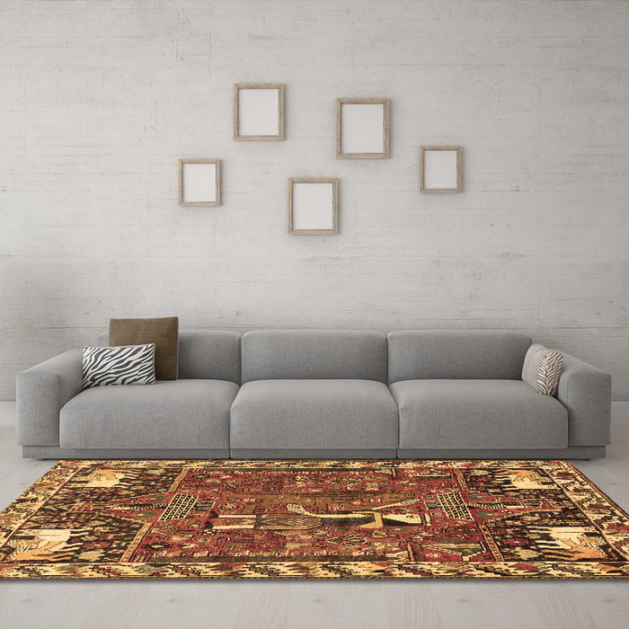 Machine Washable Animal Brown Traditional Rug in a Living Room,, wshtr903brn