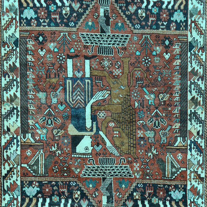 Machine Washable Animal Light Blue Traditional Rug, wshtr903lblu