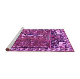 Sideview of Machine Washable Animal Purple Traditional Area Rugs, wshtr903pur