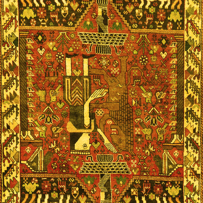 Machine Washable Animal Yellow Traditional Rug, wshtr903yw