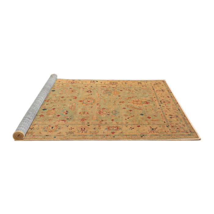 Sideview of Machine Washable Traditional Orange Rug, wshtr904