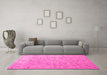 Machine Washable Oriental Pink Traditional Rug in a Living Room, wshtr904pnk