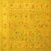 Square Machine Washable Oriental Yellow Traditional Rug, wshtr904yw