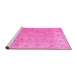 Sideview of Machine Washable Oriental Pink Traditional Rug, wshtr904pnk
